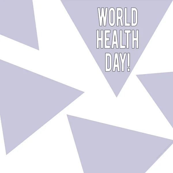 Λέξη σύνταξη κειμένου παγκόσμια ημέρα υγείας. Επιχειρηματική ιδέα για ειδική ημερομηνία για υγιή φροντίδα δραστηριότητες πρόληψης. — Φωτογραφία Αρχείου