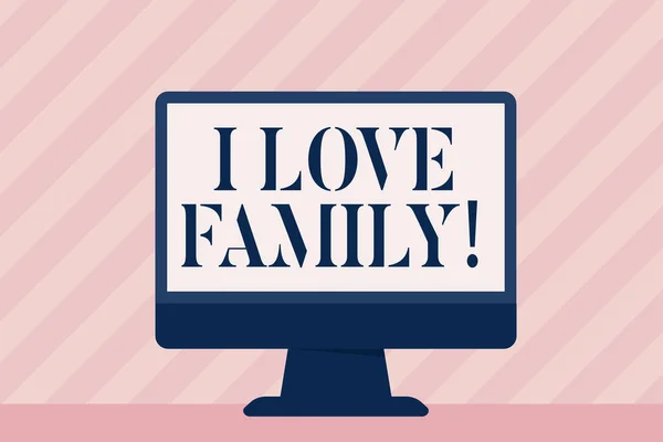 Text rukopisu I Love rodina. Pojetí znamená dobré pocity náklonnosti pečlivostí pro vašeho otce matka. — Stock fotografie