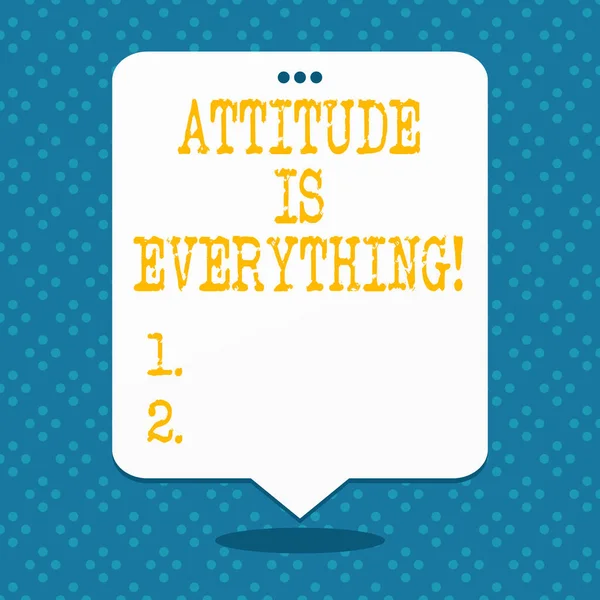 Texto de escritura La actitud lo es todo. Concepto que significa Comportamiento de Orientación Perspectiva Personal . —  Fotos de Stock