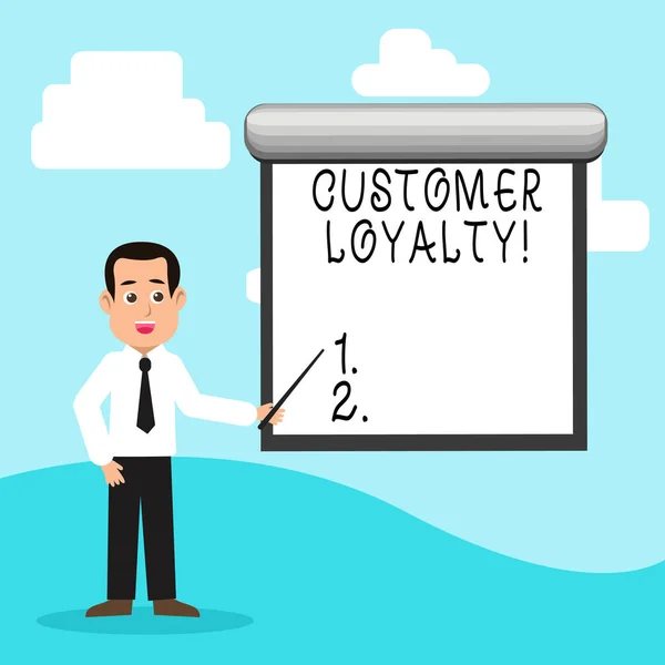 Handwriting text Customer Loyalty. Concept meaning Client Satisfaction LongTerm relation Confidence. — Stock Photo, Image