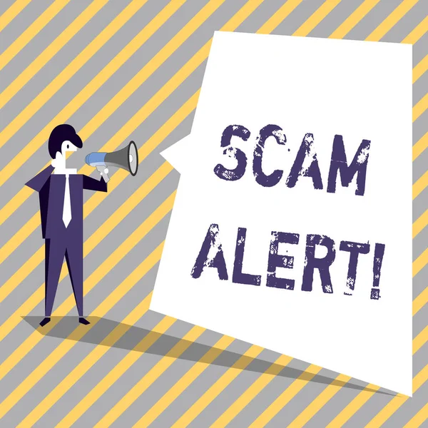 Writing note showing Scam Alert. Business photo showcasing Safety warning to avoid fraud or virus attacks.