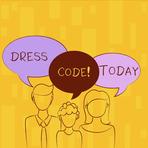 Het schrijven van nota Dress Code weergegeven. Zakelijke foto presentatie van regels van wat je kunt dragen en niet naar school of een gebeurtenis. — Stockfoto
