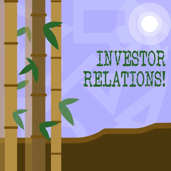 Testo calligrafico Investor Relations. Concetto che significa Finanza Investimento Relazione Negoziare Azionista . — Foto Stock
