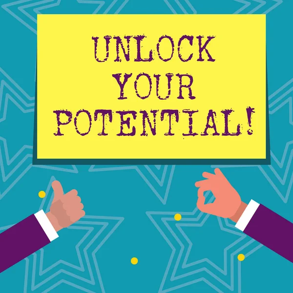 Znak tekstowy Wyświetlono Unlock Your Potential. Dostęp pojęciowy zdjęcie swoje prawdziwe umiejętności i kompetencje, uwierz w siebie. — Zdjęcie stockowe