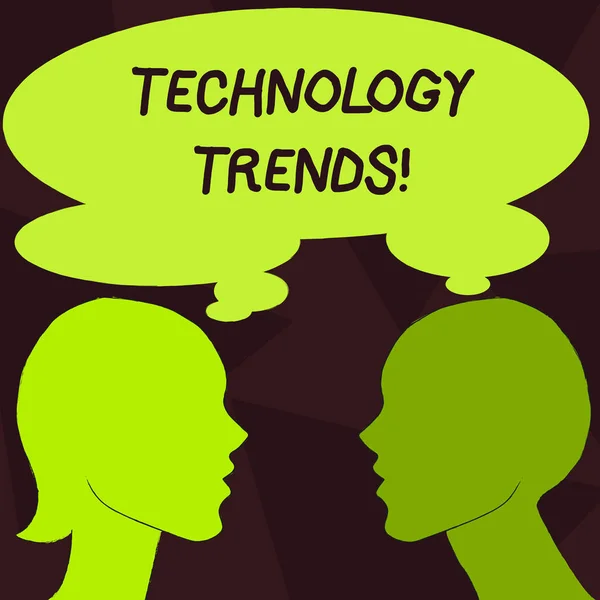 Handgeschreven tekst technologische Trends. Begrip betekenis Trending moderne virale geavanceerde ontwikkeling Trendy nieuwe. — Stockfoto