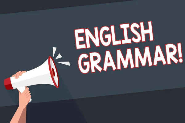 Ordet skriva text engelska grammatik. Affärsidé för språk kunskaper skolan utbildning litteratur läsning. — Stockfoto