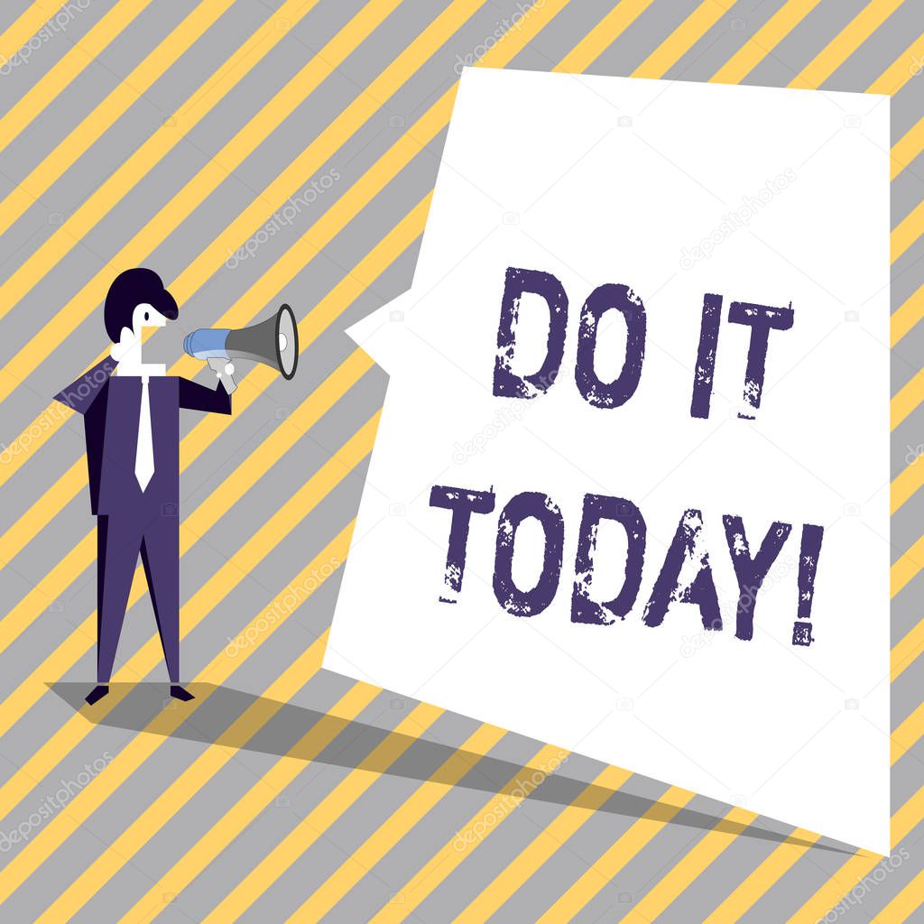 Writing note showing Do It Today. Business photo showcasing Start working doing something needed now.