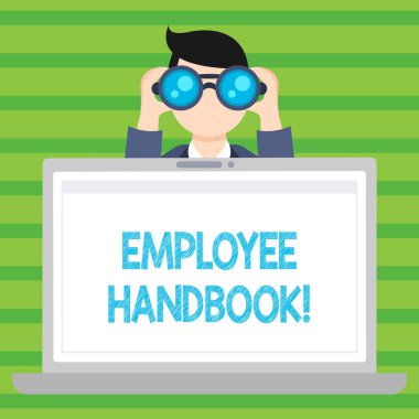 Kavramsal el gösterilen çalışan el kitabı yazma. İş fotoğraf metin belge Kılavuzu düzenlemeler kuralları rehber ilke kodu.