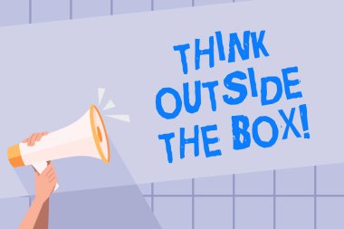 El yazısı metin yazma dışında düşünmek belgili tanımlık kutu. Yeni ve yaratıcı çözüm düşünme anlam kavramı başarı için yol açar..