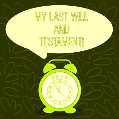 Conceptual hand writing showing My Last Will And Testament. Business photo showcasing List of things to be made after his orher death. clipart