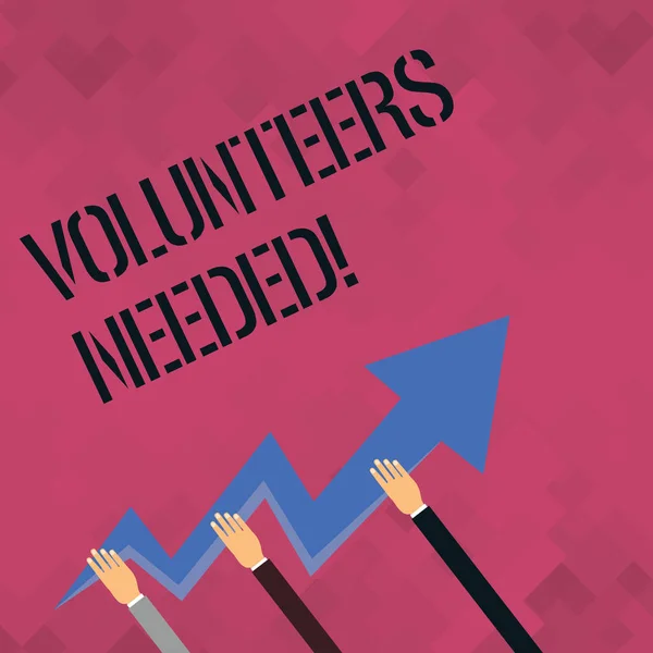 Texto de escritura de palabras Se necesitan voluntarios. Concepto de negocio para la comunidad social Voluntariado de caridad . —  Fotos de Stock