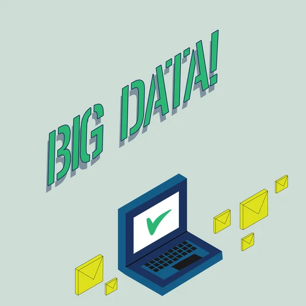 Escrevendo nota mostrando Big Data. Foto de negócios mostrando grande quantidade de informações que precisam ser analisadas por computadores . — Fotografia de Stock