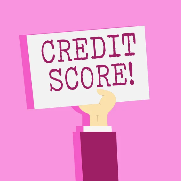 Het schrijven van nota tonen Credit Score. Zakelijke foto presentatie van de capaciteit tot terugbetaling van een lening van de kredietwaardigheid van een individu. — Stockfoto