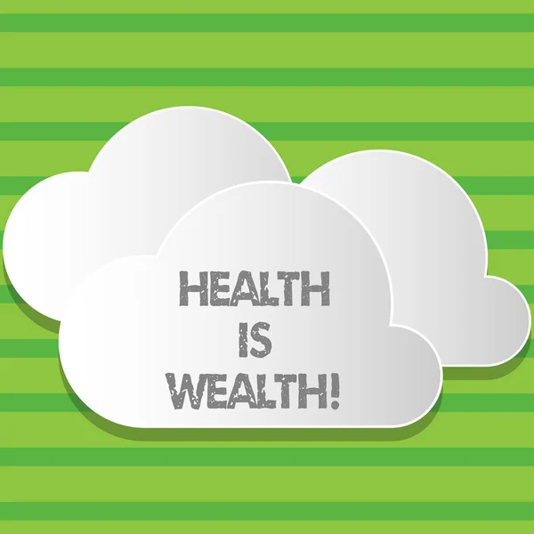 显示健康就是财富的书写记录。商业照片显示在良好的形状非常有价值保持健康吃健康. — 图库照片