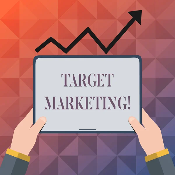 Panneau texte montrant Target Marketing. Photo conceptuelle Segmentation du marché Public ciblant la sélection des clients . — Photo