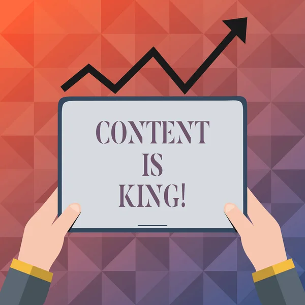Text tecken visar innehåll är kung. Konceptuella foto Information reklam marknadsföringsstrategi. — Stockfoto