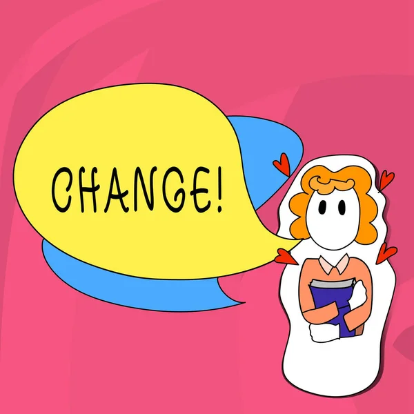 Szó szöveg írása változás. Üzleti koncepció megváltoztatása kiigazítás eltérítésének felülvizsgálata átmeneti módosítása. — Stock Fotó