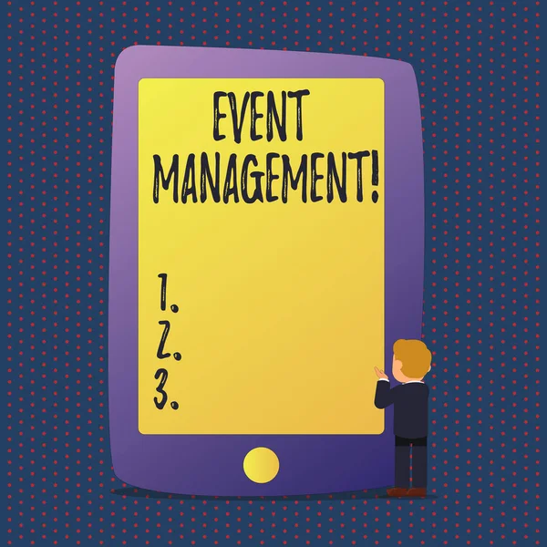Rukopis textu Event Management. Pojetí znamená zvláštní příležitosti plán organizace uspořádat aktivity. — Stock fotografie