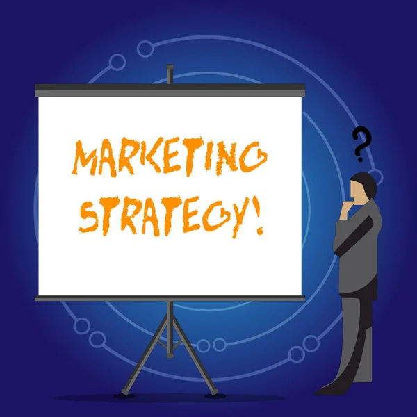 Scrittura concettuale a mano che mostra la Strategia di Marketing. Business photo showcase Plan Formula Creatività Organizzazione di Ricerca . — Foto Stock