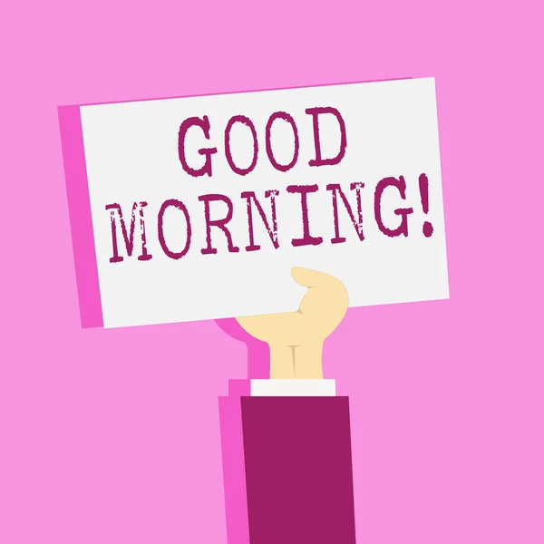 Writing note showing Good Morning. Business photo showcasing Greeting Wishes for a great day Inspirational. — Stock Photo, Image
