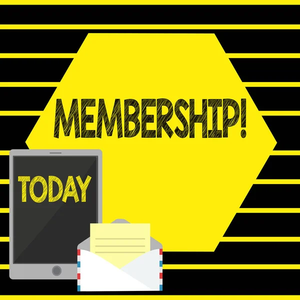 Word pisanie tekstu członkostwa. Koncepcja biznesowa dla bycia członkiem częścią grupy lub zespołu Dołącz do organizacji. — Zdjęcie stockowe