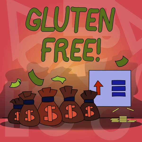Scrittura concettuale a mano che mostra Gluten Free. Testo foto aziendale Dieta con prodotti non contenenti ingredienti come il grano . — Foto Stock