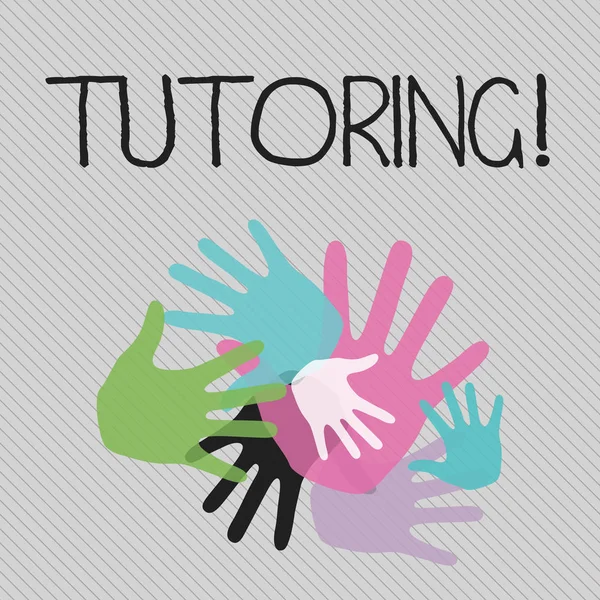Conceptual hand writing showing Tutoring. Business photo text Mentoring Teaching Instructing Preparing Supporting Give lessons. — Stock Photo, Image
