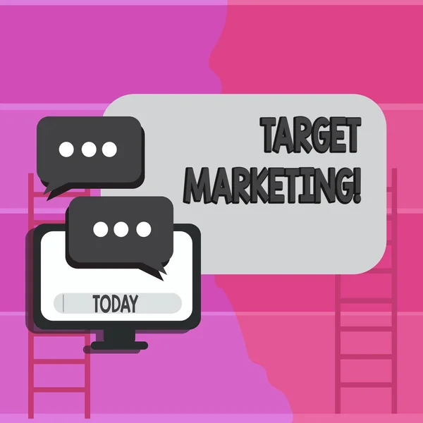 Writing Obs visar Target Marketing. Företag foto skylta marknaden segmentering inriktning kundens val av målgrupp. — Stockfoto