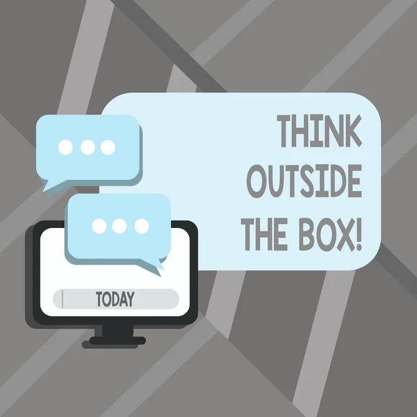Ordet skriver text tänka Outside The Box. Affärsidé för att tänka nytt och kreativt lösning leder till framgång. — Stockfoto