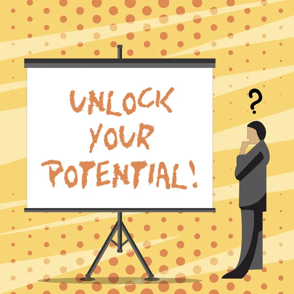 Unlock Your Potential gösterilen metin işareti. Kavramsal fotoğraf erişim doğru beceri ve güçleri kendine inan. — Stok fotoğraf