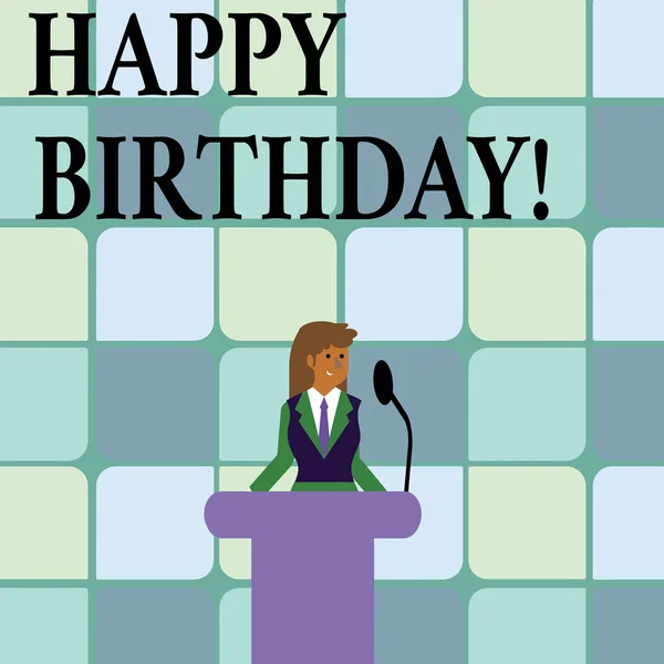 Escrita de mão conceitual mostrando Feliz Aniversário. Texto da foto de negócios Parabéns Celebrando o Aniversário . — Fotografia de Stock