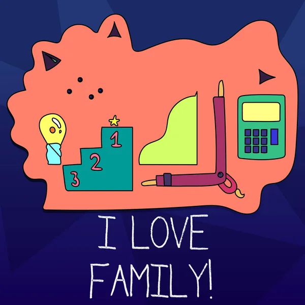 Text schreiben ich liebe Familie. Geschäftskonzept für gute Gefühle Zuneigung Sorgfalt für die Mutter Vater. — Stockfoto