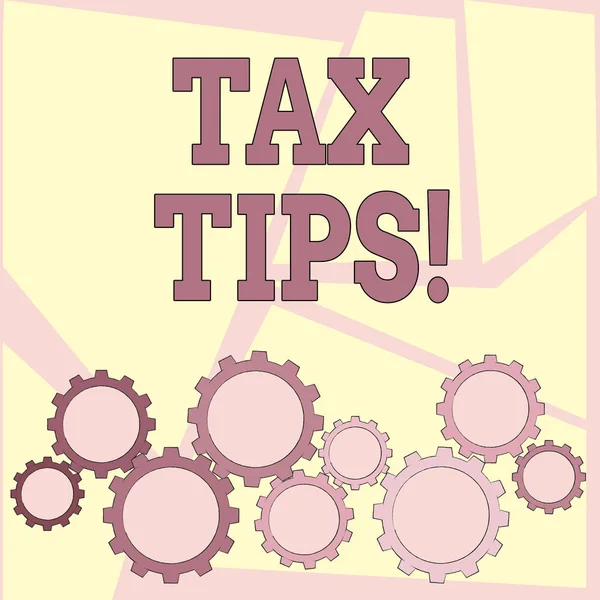 Text tecken visar skatt Tips. Konceptuella foto hjälpa idéer för beskattningen öka resultat minskning på kostnader. — Stockfoto