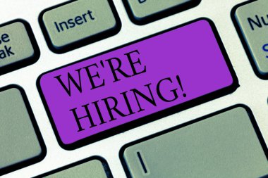 Kavramsal el Re işe gösterilen yazma. İşgücü istedim yeni çalışanları işe alım klavye tuşu bilgisayar ileti fikir oluşturmak için niyet vitrine iş fotoğraf.