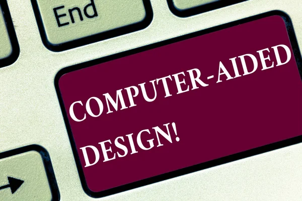 Handskrift text Computer Aided Design. Begrepp som betyder Cad industriell design genom att använda elektroniska apparater tangent avsikt för att skapa dator meddelande genom att trycka på knappsatsen idé. — Stockfoto