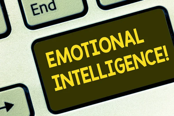 Text sign showing Emotional Intelligence. Conceptual photo Capacity to control and be aware of demonstratingal emotions Keyboard key Intention to create computer message pressing keypad idea.