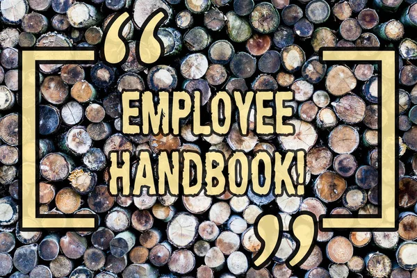 Word writing text Employee Handbook. Business concept for Document Manual Regulations Rules Guidebook Policy Code Wooden background vintage wood wild message ideas intentions thoughts.