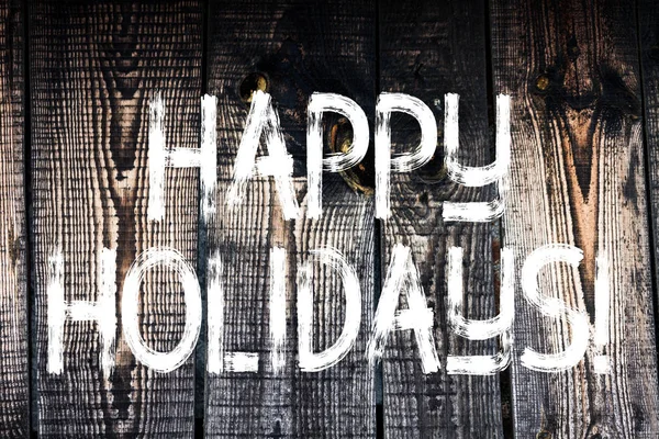 Tekst teken weergegeven: Happy Holidays. Conceptuele foto groet viert feestelijke dagen houten achtergrond vintage hout wilde bericht ideeën bedoelingen gedachten. — Stockfoto
