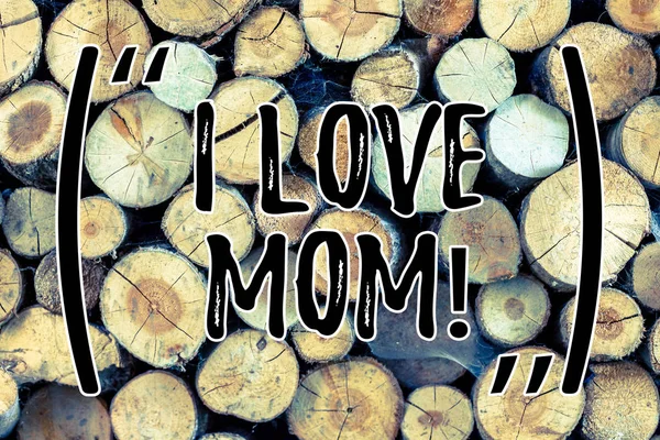 Text tecken visar jag Love mamma. Konceptuella foto bra känslor för sin egen mor ömhet trä bakgrund vintage trä vilda meddelande idéer avsikter tankar. — Stockfoto