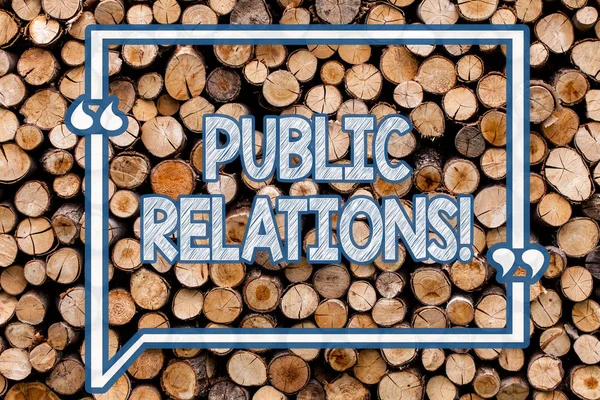 Handwriting text writing Public Relations. Concept meaning Communication Media People Information Publicity Social Wooden background vintage wood wild message ideas intentions thoughts.