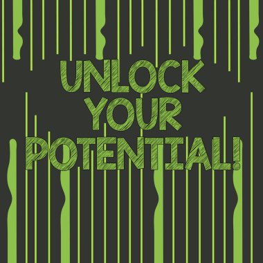Unlock Your Potential gösterilen metin işareti. Kavramsal fotoğraf ortaya yetenek geliştirme yetenekleri Haritayı demonstratingal becerileri soyut fotoğraf yukarıda ve aşağıda gelen düzensiz dikey çizgiler.