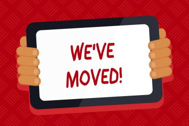 Kavramsal el Ve taşındık gösterilen yazma. İş fotoğraf metin güçlü duygular üzüntü ya da sempati söyledi veya renk Tablet Smartphone ekran el geri of Gadget ile yapılır.