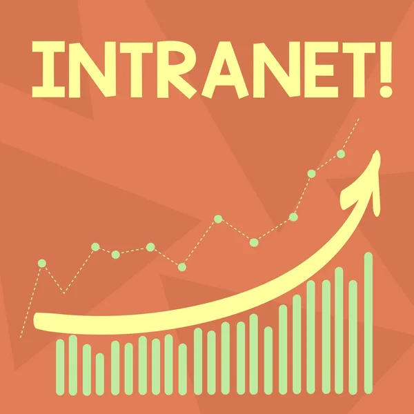 Handwriting text writing Intranet. Concept meaning Private network of a company Interlinked local area networks Combination of Colorful Column and Line Graphic Chart with Arrow Going Up. — 图库照片