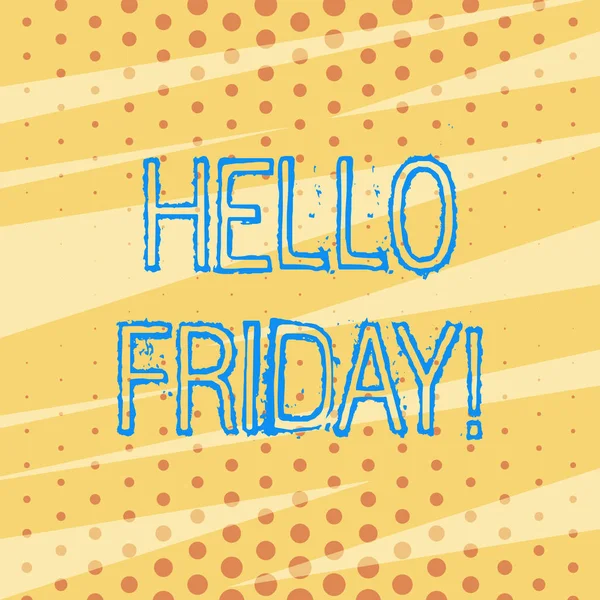 Handwriting text Hello Friday. Concept meaning used to express happiness from beginning of fresh week Pattern of Tiny Polka Dots in Random with Mirror Reflection for Background.