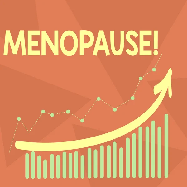 Handwriting text writing Menopause. Concept meaning Cessation of menstruation Older women hormonal changes period Combination of Colorful Column and Line Graphic Chart with Arrow Going Up. — Stock Photo, Image