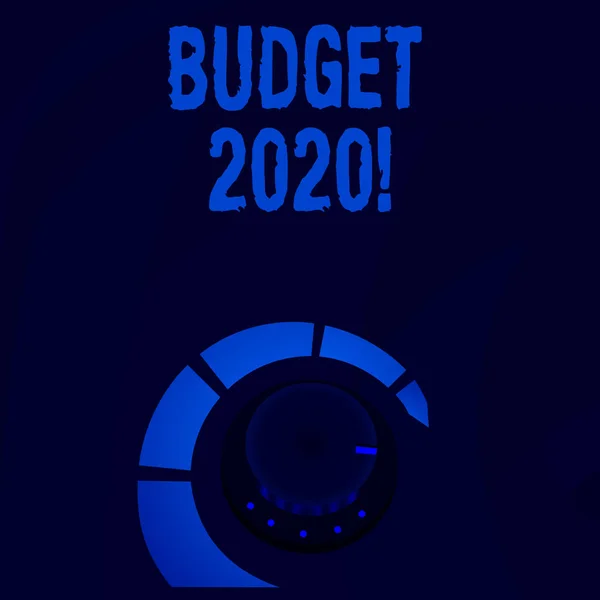 Word writing text Budget 2020. Business concept for estimate of income and expenditure for next or current year Volume Control Metal Knob with Marker Line and Colorful Loudness Indicator.