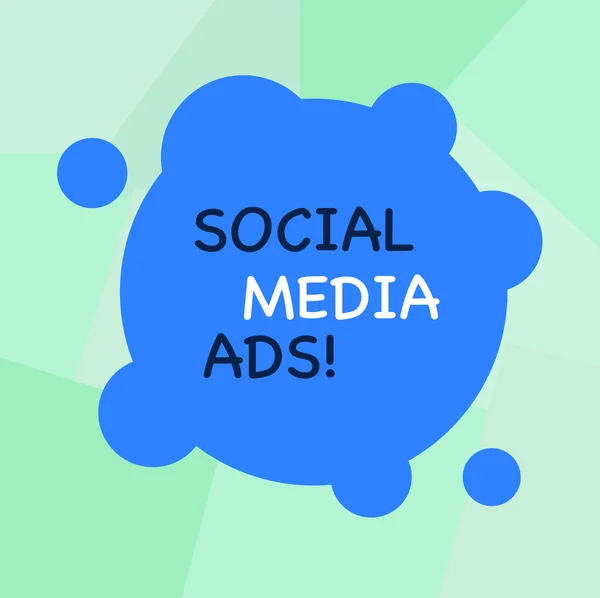 Conceptual hand writing showing Social Media Ads. Business photo showcasing online advertising that focus on social networking services Blank Deformed Color Round Shape with Small Circles.