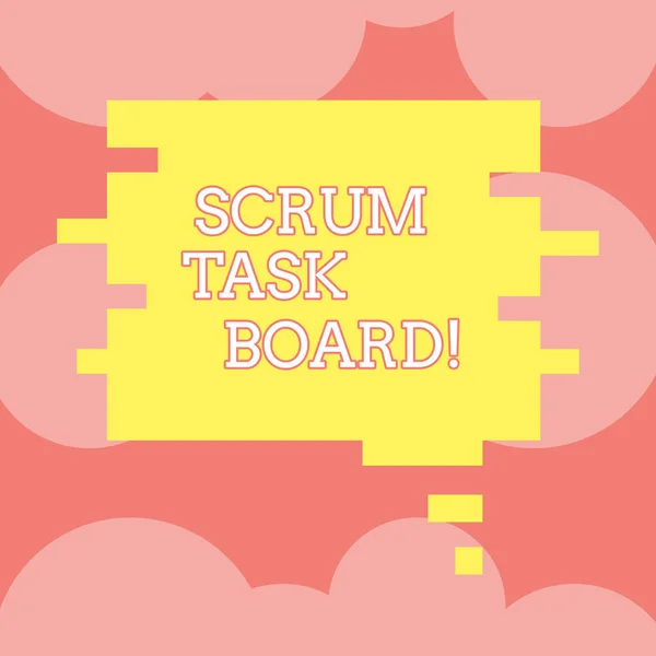 Writing note showing Scrum Task Board. Business photo showcasing visual display progress of team during task or operation Speech Bubble in Puzzle Piece Shape for Presentation Ads.