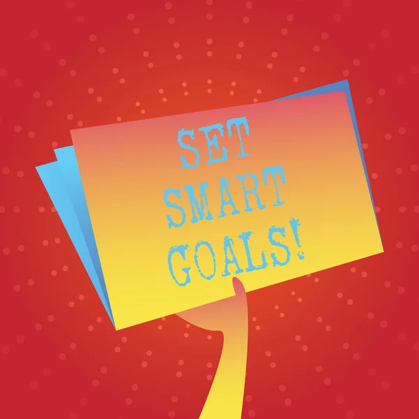 Writing note showing Set Smart Goals. Business photo showcasing list to clarify your ideas focus efforts use time wisely Hand Holding Blank Space Color File Folder with Sheet Inside.