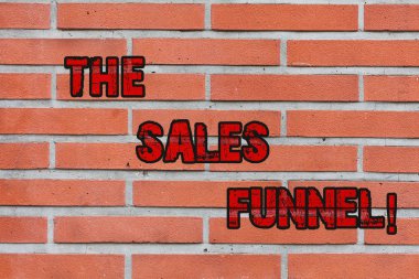 Word writing text The Sales Funnel. Business concept for refers to buying process companies lead customers through Brick Wall art like Graffiti motivational call written on the wall. clipart